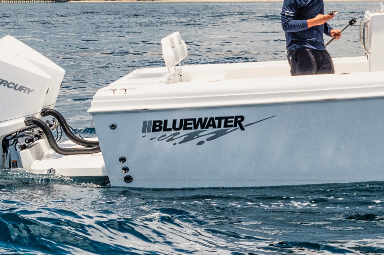 Large Vinyl Bluewater Boat Decal - Sold in pairs