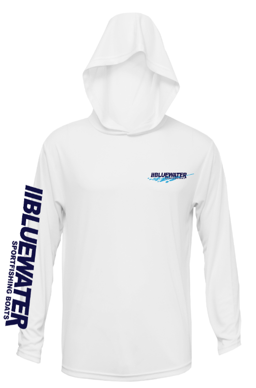 NEW Long-Sleeve Performance Fishing Shirt w/ Hood - White